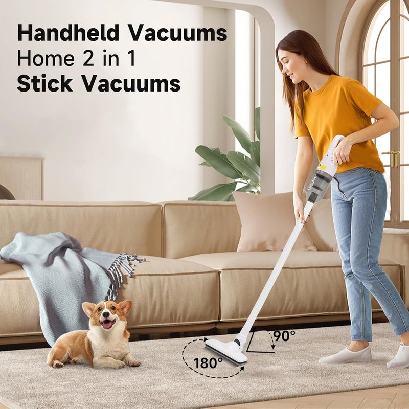 TROURAY Handheld Vacuum Cleaner,Ultra-Lightweight Mini Portable Vacuums for Home, 6 in 1 Stick Vac Cleaners for Car,Pet Hair(White Corded) - Image 3